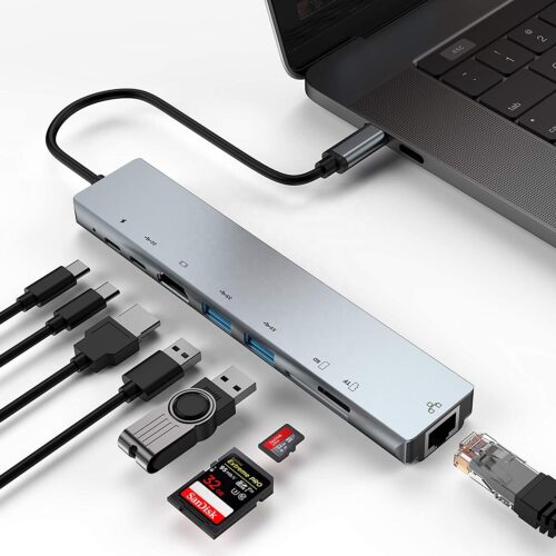 Dagaanbieding - USB C HUB Type C Naar HDMI compatibel USB 3.0 Adapter 8 In 1 Type C HUB Dock Voor macBook Pro Air USB C Splitter dagelijkse koopjes
